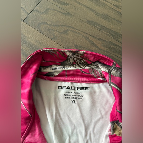Realtree Women's 1/4 Zip Pullover Shirt Camo Thumbholes Long Sleeve Pink Size XL - Picture 9 of 16